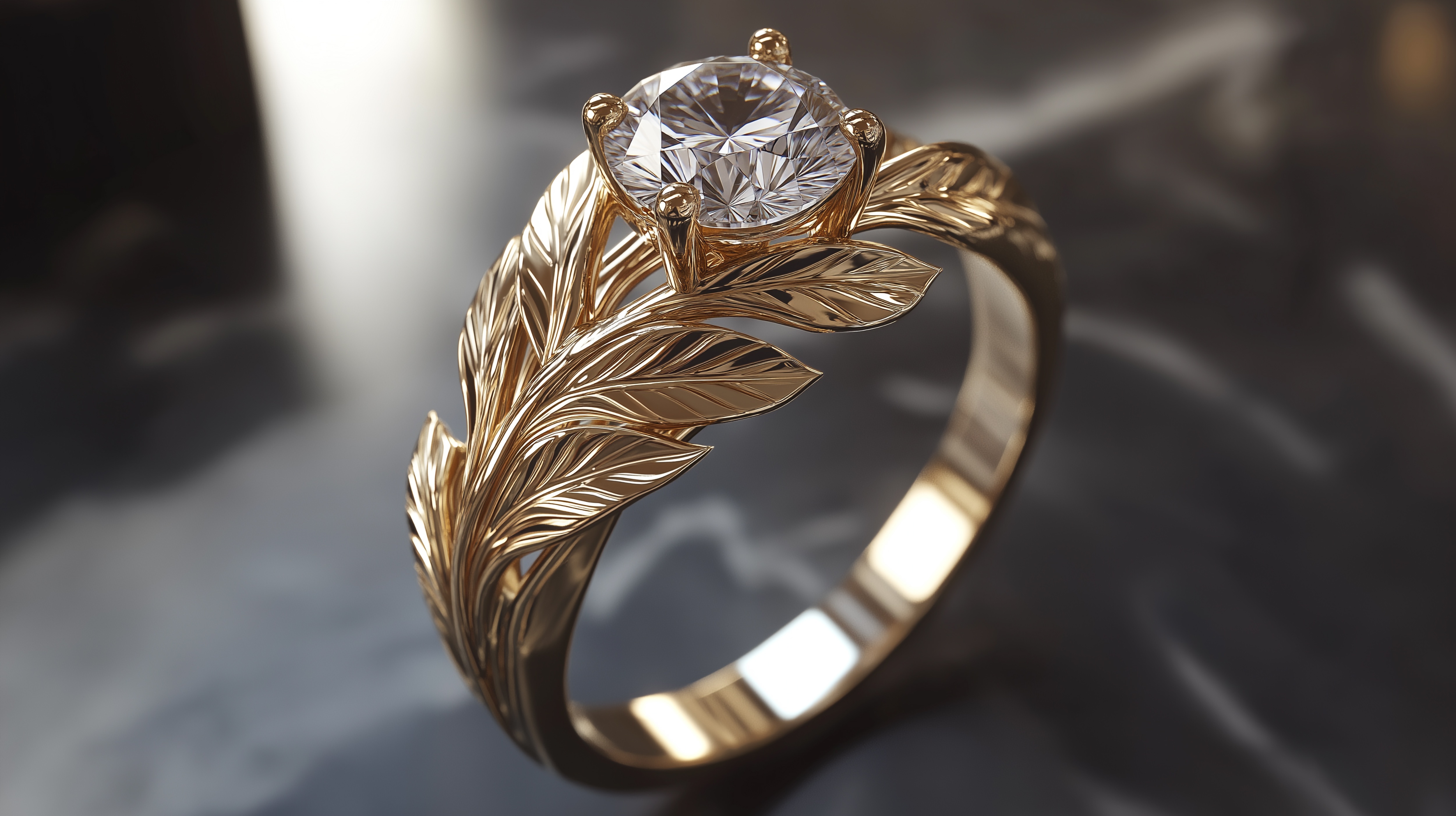 Gold Leaf Diamond Ring
